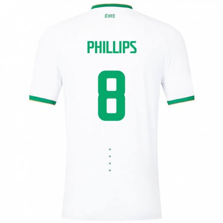 Kandiny Bambino Maglia Irlanda Killian Phillips #8 Bianco Kit Gara Away 24-26 Maglietta