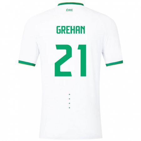 Kandiny Bambino Maglia Irlanda Sean Grehan #21 Bianco Kit Gara Away 24-26 Maglietta