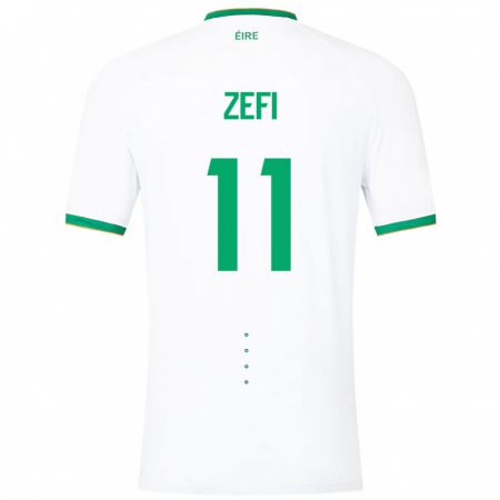 Kandiny Bambino Maglia Irlanda Kevin Zefi #11 Bianco Kit Gara Away 24-26 Maglietta