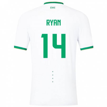 Kandiny Bambino Maglia Irlanda John Ryan #14 Bianco Kit Gara Away 24-26 Maglietta