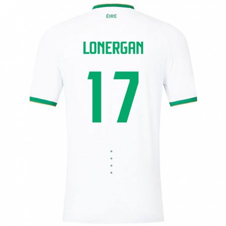 Kandiny Bambino Maglia Irlanda Tom Lonergan #17 Bianco Kit Gara Away 24-26 Maglietta