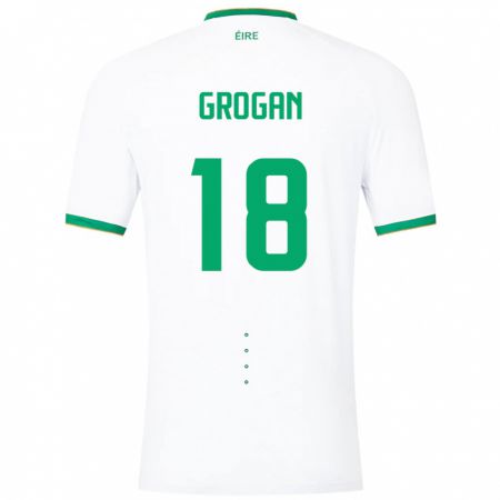 Kandiny Bambino Maglia Irlanda Christy Grogan #18 Bianco Kit Gara Away 24-26 Maglietta