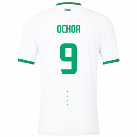 Kandiny Bambino Maglia Irlanda Aarón Ochoa #9 Bianco Kit Gara Away 24-26 Maglietta