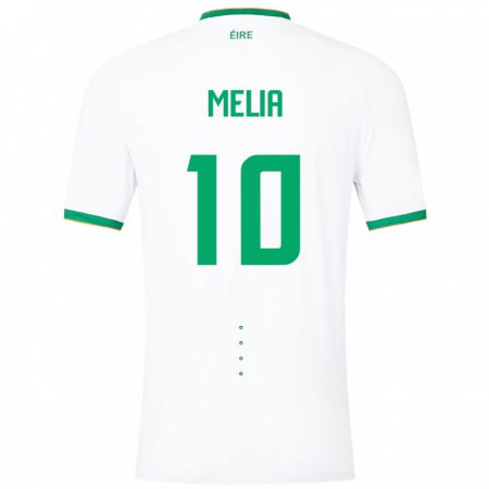 Kandiny Bambino Maglia Irlanda Mason Melia #10 Bianco Kit Gara Away 24-26 Maglietta