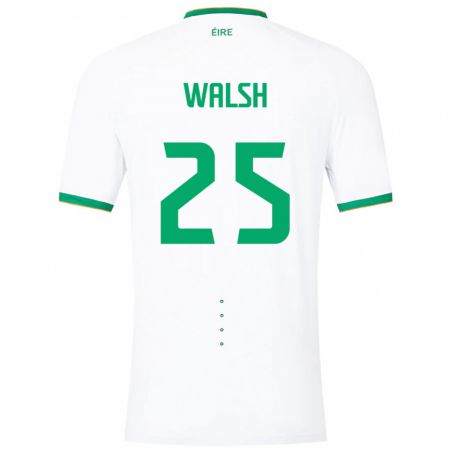 Kandiny Bambino Maglia Irlanda Megan Walsh #25 Bianco Kit Gara Away 24-26 Maglietta