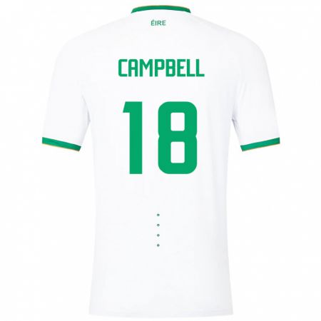 Kandiny Bambino Maglia Irlanda Megan Campbell #18 Bianco Kit Gara Away 24-26 Maglietta