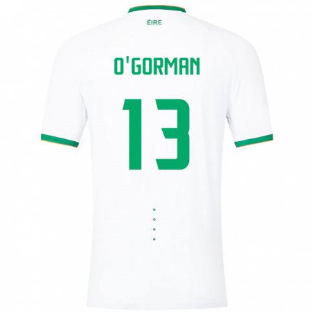 Kandiny Bambino Maglia Irlanda Áine O'gorman #13 Bianco Kit Gara Away 24-26 Maglietta