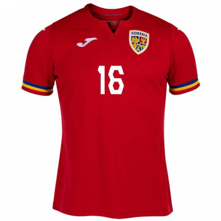 Kandiny Bambino Maglia Romania Ioana Bălăceanu #16 Rosso Kit Gara Away 24-26 Maglietta