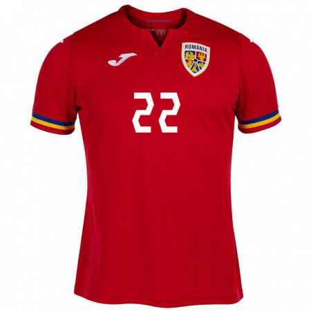 Kandiny Bambino Maglia Romania Mirela Pop-Ganea #22 Rosso Kit Gara Away 24-26 Maglietta