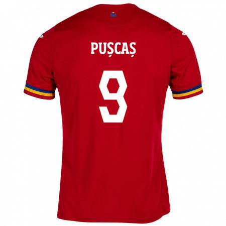 Kandiny Kinderen Roemenië George Pușcaș #9 Rood Uitshirt Uittenue 24-26 T-Shirt België