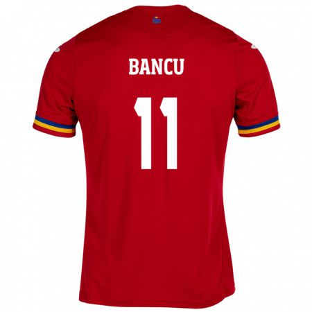 Kandiny Bambino Maglia Romania Nicuşor Bancu #11 Rosso Kit Gara Away 24-26 Maglietta