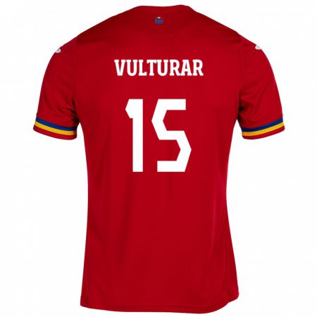 Kandiny Kinderen Roemenië Cătălin Vulturar #15 Rood Uitshirt Uittenue 24-26 T-Shirt België