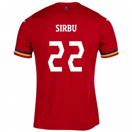 Kandiny Bambino Maglia Romania Dan Sîrbu #22 Rosso Kit Gara Away 24-26 Maglietta