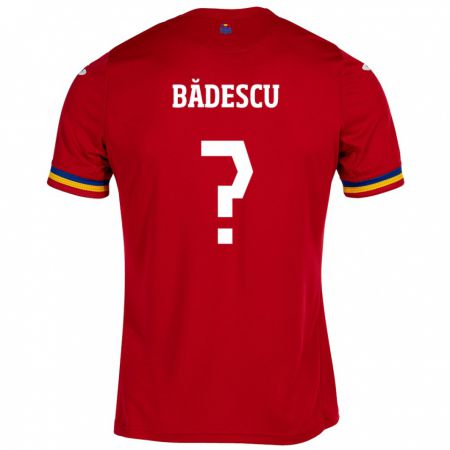 Kandiny Bambino Maglia Romania Robert Bădescu #0 Rosso Kit Gara Away 24-26 Maglietta