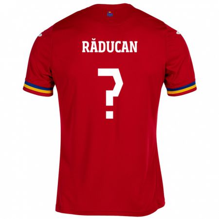 Kandiny Bambino Maglia Romania Iustin Răducan #0 Rosso Kit Gara Away 24-26 Maglietta