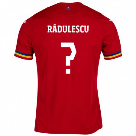 Kandiny Bambino Maglia Romania Mihnea Rădulescu #0 Rosso Kit Gara Away 24-26 Maglietta