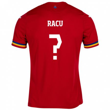 Kandiny Bambino Maglia Romania Andrei Racu #0 Rosso Kit Gara Away 24-26 Maglietta