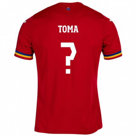 Kandiny Bambino Maglia Romania Mihai Toma #0 Rosso Kit Gara Away 24-26 Maglietta