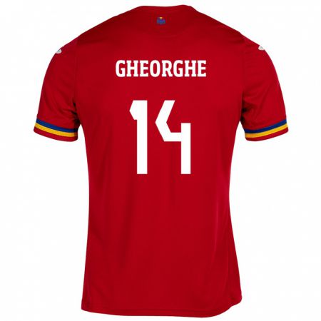 Kandiny Bambino Maglia Romania Costyn Gheorghe #14 Rosso Kit Gara Away 24-26 Maglietta