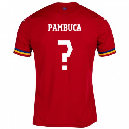 Kandiny Bambino Maglia Romania Alesio Pambuca #0 Rosso Kit Gara Away 24-26 Maglietta