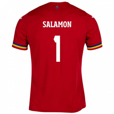 Kandiny Bambino Maglia Romania Szidonia Salamon #1 Rosso Kit Gara Away 24-26 Maglietta