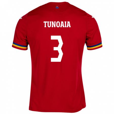 Kandiny Bambino Maglia Romania Alexandra Tunoaia #3 Rosso Kit Gara Away 24-26 Maglietta