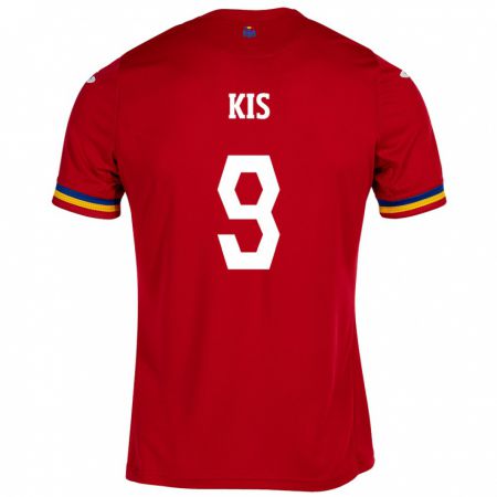 Kandiny Bambino Maglia Romania Anita Kis #9 Rosso Kit Gara Away 24-26 Maglietta