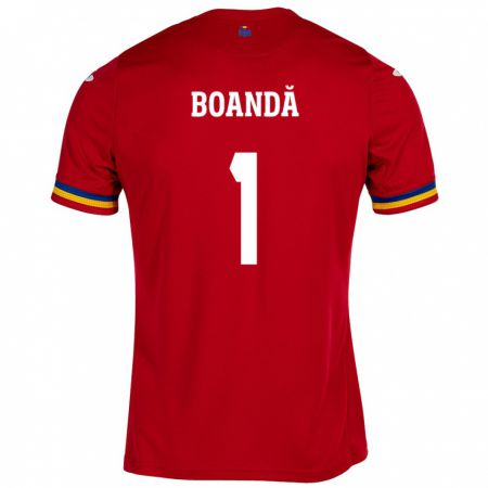 Kandiny Bambino Maglia Romania Lavinia Boandă #1 Rosso Kit Gara Away 24-26 Maglietta