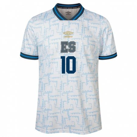 Kandiny Bambino Maglia El Salvador Rafael Tejada #10 Bianco Kit Gara Away 24-26 Maglietta