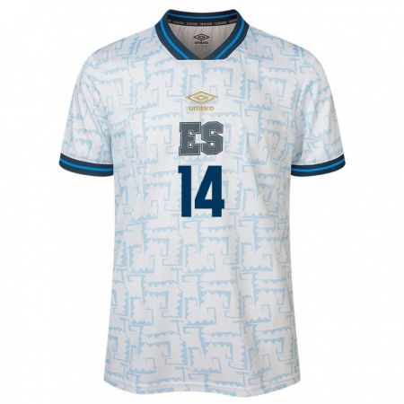 Kandiny Kinder El Salvador Juan Sánchez #14 Weiß Auswärtstrikot Trikot 24-26 T-Shirt Österreich