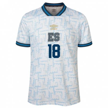 Kandiny Kinder El Salvador Adriel Martínez #18 Weiß Auswärtstrikot Trikot 24-26 T-Shirt Österreich