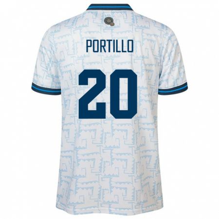 Kandiny Bambino Maglia El Salvador Isaac Portillo #20 Bianco Kit Gara Away 24-26 Maglietta