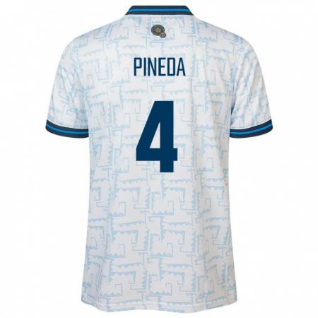 Kandiny Bambino Maglia El Salvador Wálter Pineda #4 Bianco Kit Gara Away 24-26 Maglietta