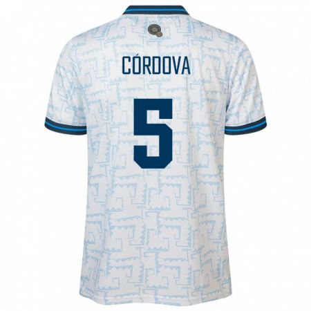 Kandiny Bambino Maglia El Salvador Edwin Córdova #5 Bianco Kit Gara Away 24-26 Maglietta