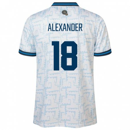 Kandiny Kinder El Salvador Alexander Aguilar #18 Weiß Auswärtstrikot Trikot 24-26 T-Shirt Österreich