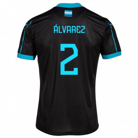 Kandiny Niño Camiseta Honduras Kevin Álvarez #2 Negro 2ª Equipación 24-26 La Camisa México