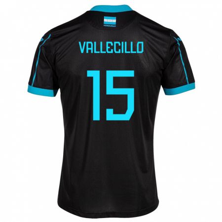 Kandiny Kinder Honduras Eric Vallecillo #15 Schwarz Auswärtstrikot Trikot 24-26 T-Shirt Österreich