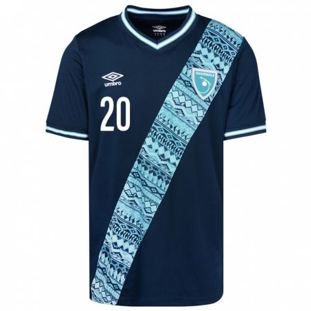 Kandiny Kinder Guatemala Brayam Castañeda #20 Blau Auswärtstrikot Trikot 24-26 T-Shirt Österreich