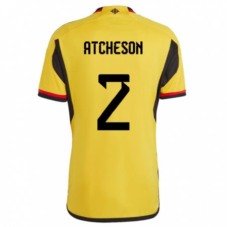 Kandiny Kinder Nordirland Tom Atcheson #2 Weiß Auswärtstrikot Trikot 24-26 T-Shirt Österreich