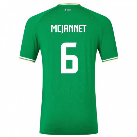 Kandiny Uomo Maglia Irlanda Ed Mcjannet #6 Verde Kit Gara Home 24-26 Maglietta