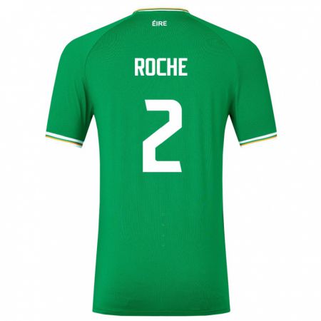 Kandiny Hombre Camiseta Irlanda James Roche #2 Verde 1ª Equipación 24-26 La Camisa