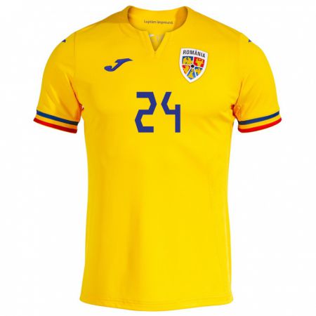 Kandiny Hombre Camiseta Rumania Botond Gergely #24 Amarillo 1ª Equipación 24-26 La Camisa