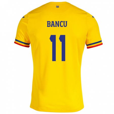 Kandiny Hombre Camiseta Rumania Nicuşor Bancu #11 Amarillo 1ª Equipación 24-26 La Camisa México