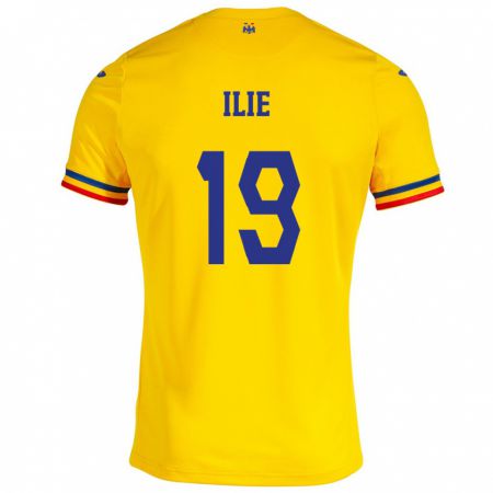 Kandiny Hombre Camiseta Rumania Rareș Ilie #19 Amarillo 1ª Equipación 24-26 La Camisa México