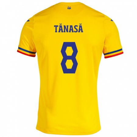 Kandiny Hombre Camiseta Rumania Răzvan Tănasă #8 Amarillo 1ª Equipación 24-26 La Camisa México