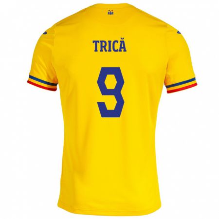 Kandiny Hombre Camiseta Rumania Atanas Trică #9 Amarillo 1ª Equipación 24-26 La Camisa México