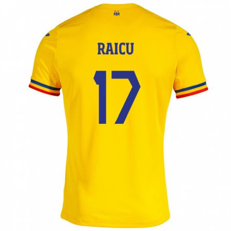 Kandiny Hombre Camiseta Rumania Alin Raicu #17 Amarillo 1ª Equipación 24-26 La Camisa