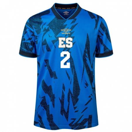 Kandiny Heren El Salvador Adonis Campos #2 Blauw Thuisshirt Thuistenue 24-26 T-Shirt België