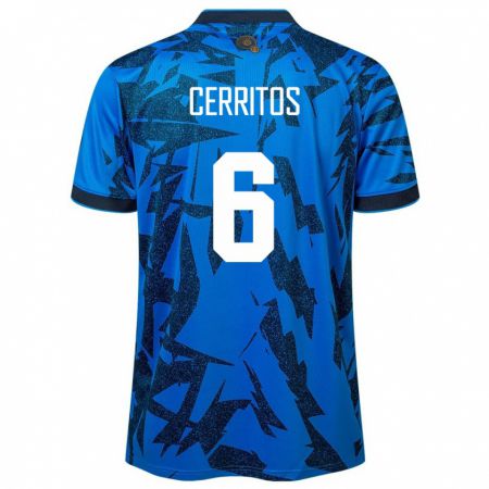 Kandiny Hombre Camiseta El Salvador Mauricio Cerritos #6 Azul 1ª Equipación 24-26 La Camisa México