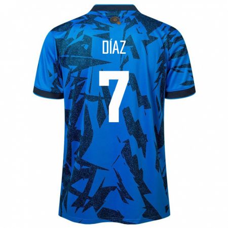 Kandiny Uomo Maglia El Salvador Nelson Díaz #7 Blu Kit Gara Home 24-26 Maglietta